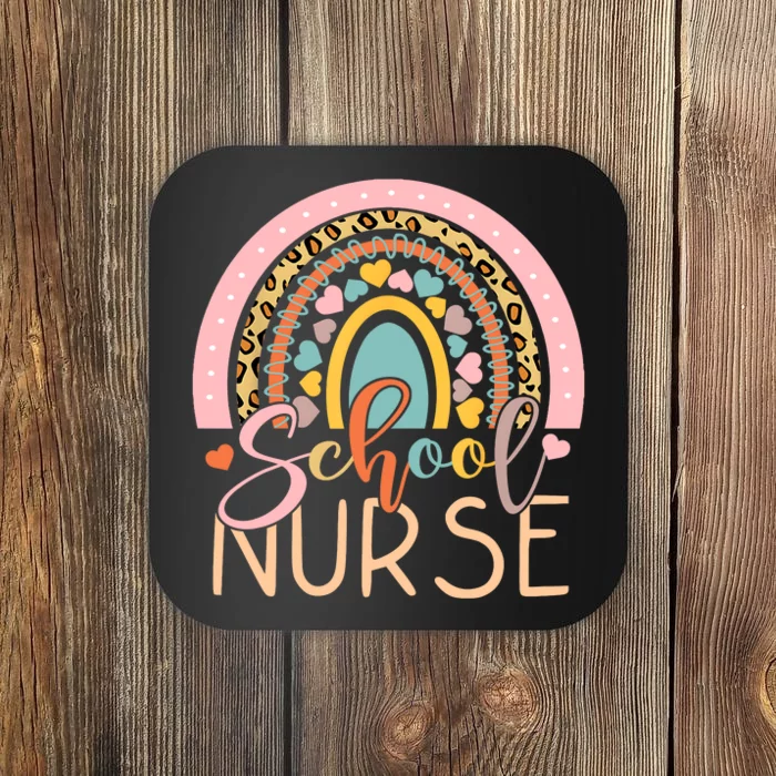 Funny School Nurse Rainbow Leopard Nurse Back To School Coaster