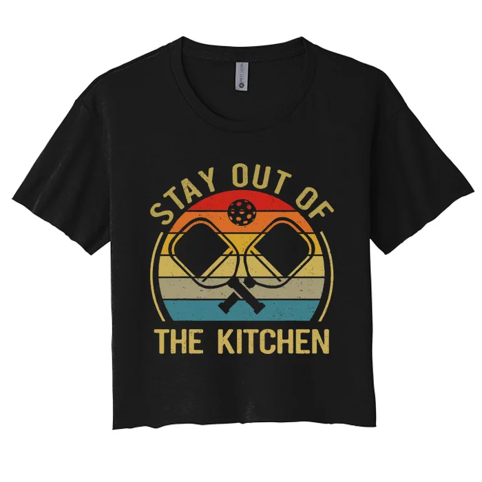 Funny Stay Out Of The Kitchen Pickleball Dad Mom Women's Crop Top Tee