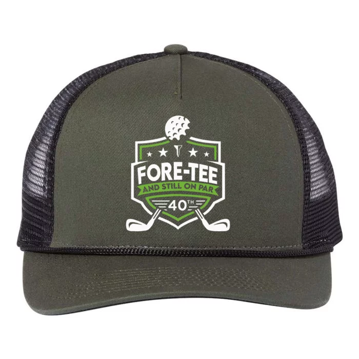 Foretee Still On Par 40th Golf Birthday Retro Rope Trucker Hat Cap