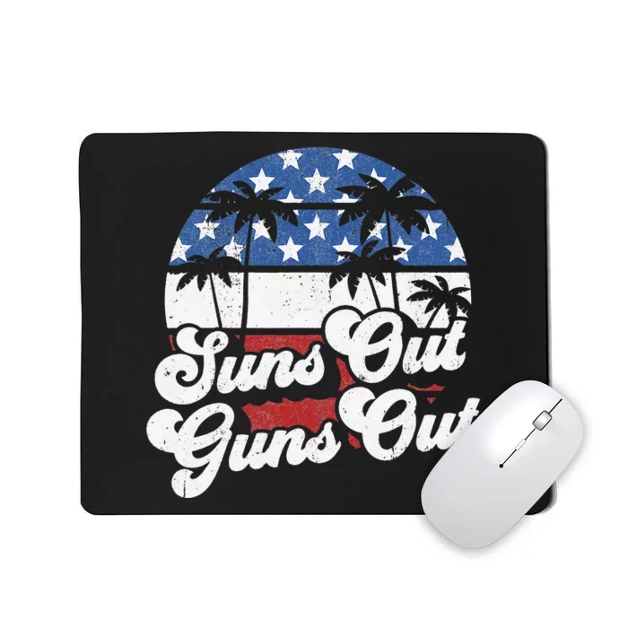 Funny Suns Out Guns Out 4th of July USA American Flag Beach Mousepad