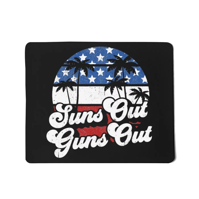 Funny Suns Out Guns Out 4th of July USA American Flag Beach Mousepad