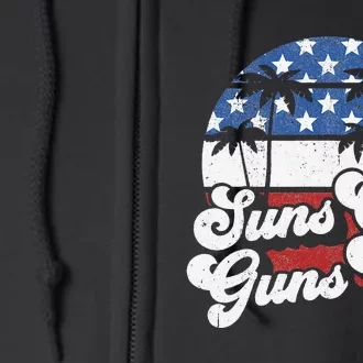 Funny Suns Out Guns Out 4th of July USA American Flag Beach Full Zip Hoodie