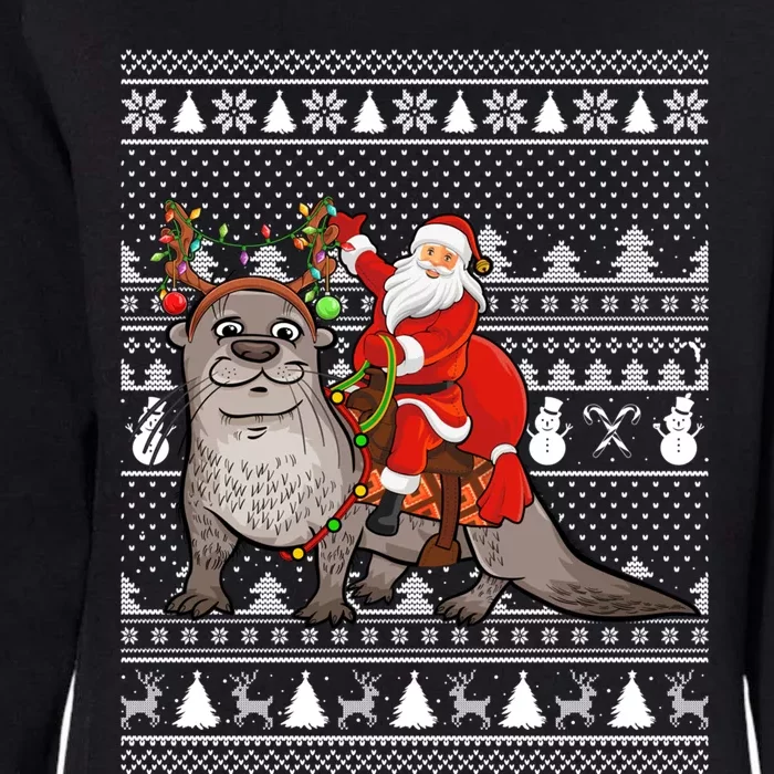 Funny Sea Otter Lover Santa Riding Sea Otter Ugly Christmas Great Gift Womens California Wash Sweatshirt