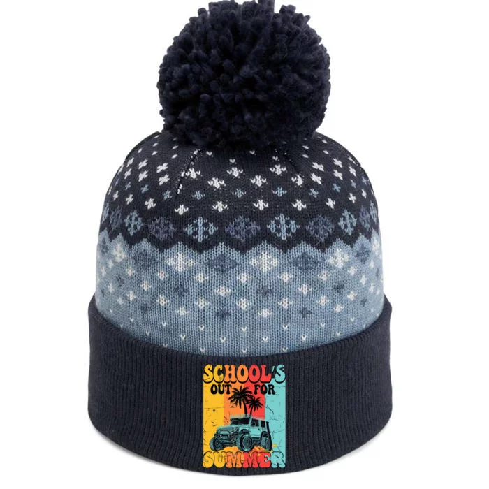 Funny School's Out For Summer Teacher Summer Vacation Groovy The Baniff Cuffed Pom Beanie