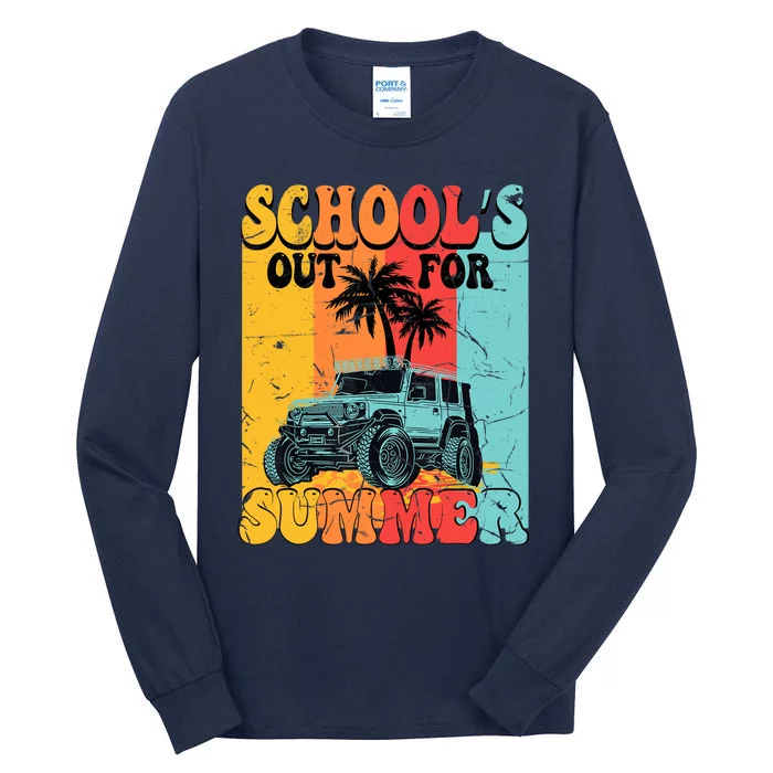 Funny School's Out For Summer Teacher Summer Vacation Groovy Tall Long Sleeve T-Shirt