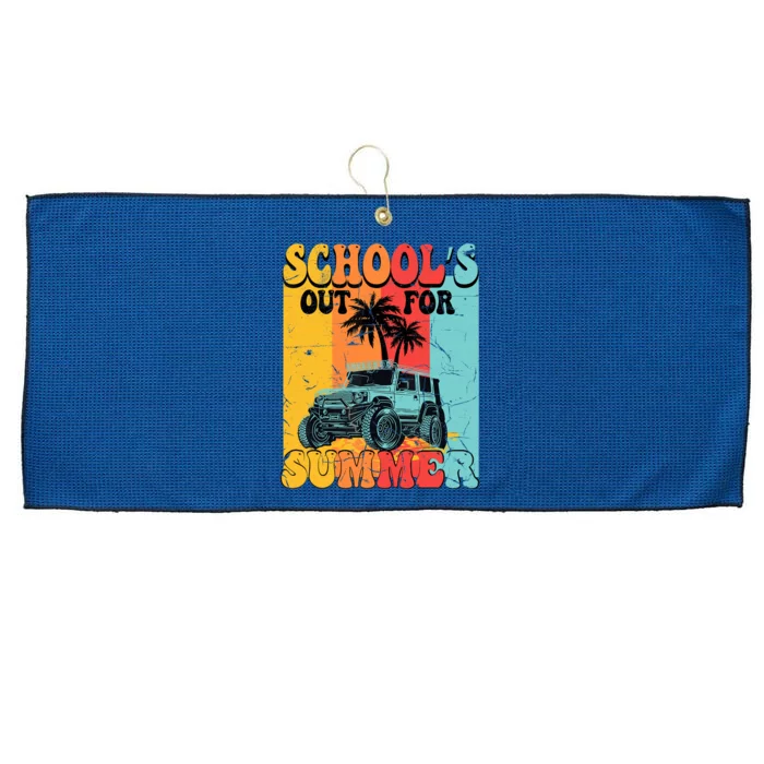 Funny School's Out For Summer Teacher Summer Vacation Groovy Large Microfiber Waffle Golf Towel