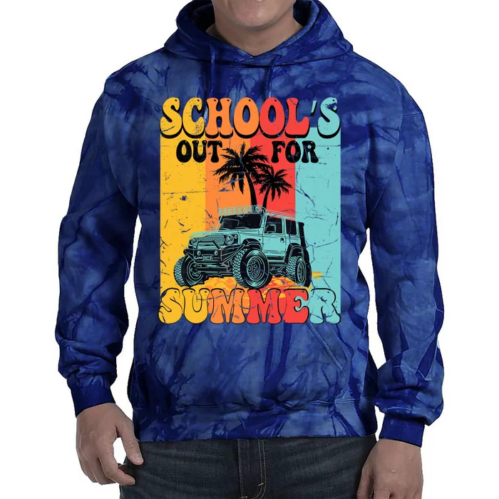 Funny School's Out For Summer Teacher Summer Vacation Groovy Tie Dye Hoodie