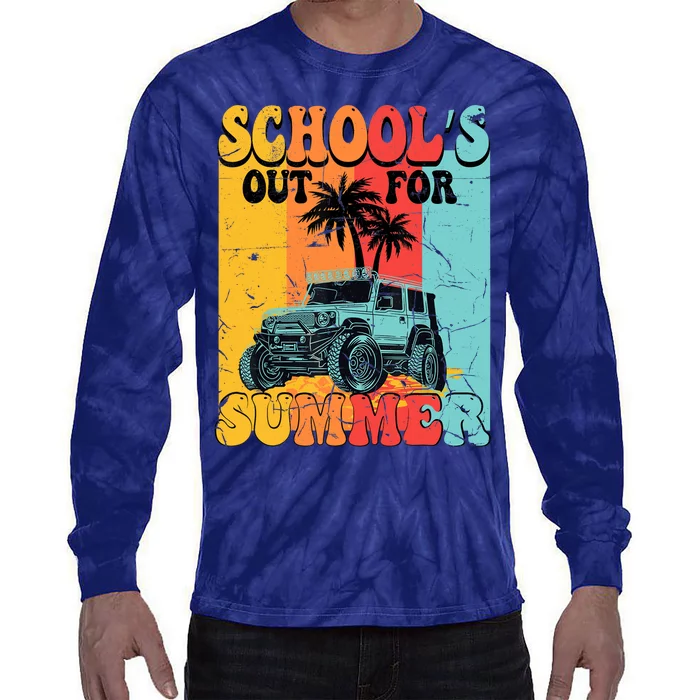 Funny School's Out For Summer Teacher Summer Vacation Groovy Tie-Dye Long Sleeve Shirt