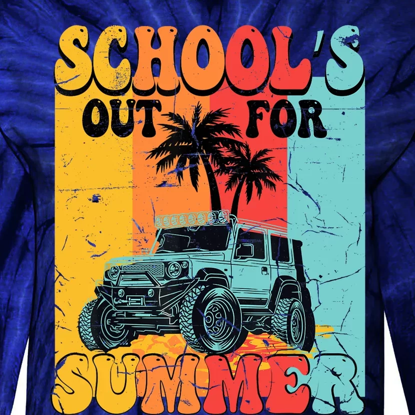 Funny School's Out For Summer Teacher Summer Vacation Groovy Tie-Dye Long Sleeve Shirt