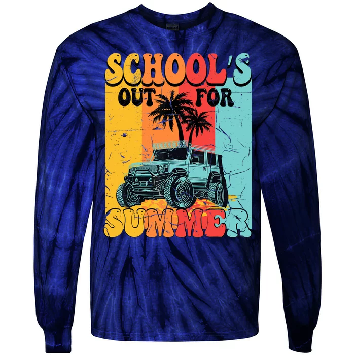 Funny School's Out For Summer Teacher Summer Vacation Groovy Tie-Dye Long Sleeve Shirt