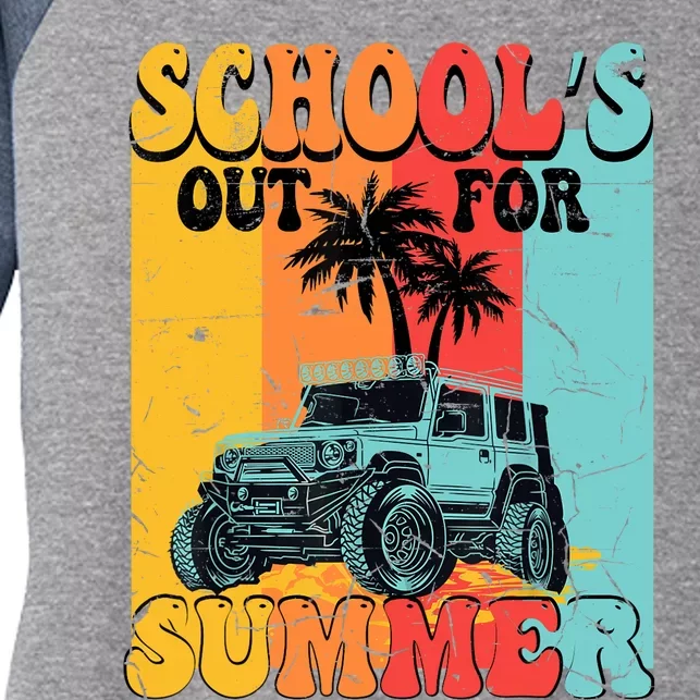 Funny School's Out For Summer Teacher Summer Vacation Groovy Women's Tri-Blend 3/4-Sleeve Raglan Shirt