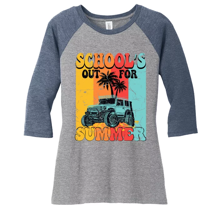 Funny School's Out For Summer Teacher Summer Vacation Groovy Women's Tri-Blend 3/4-Sleeve Raglan Shirt