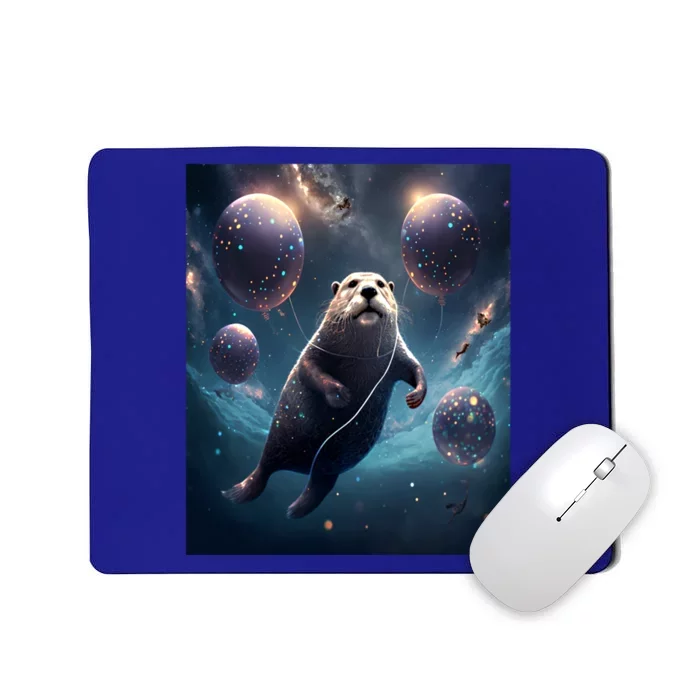 Funny Space Otters Space Otter With Planet Balloons Gift Mousepad