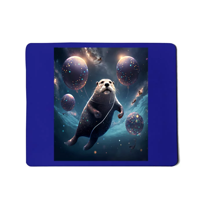 Funny Space Otters Space Otter With Planet Balloons Gift Mousepad