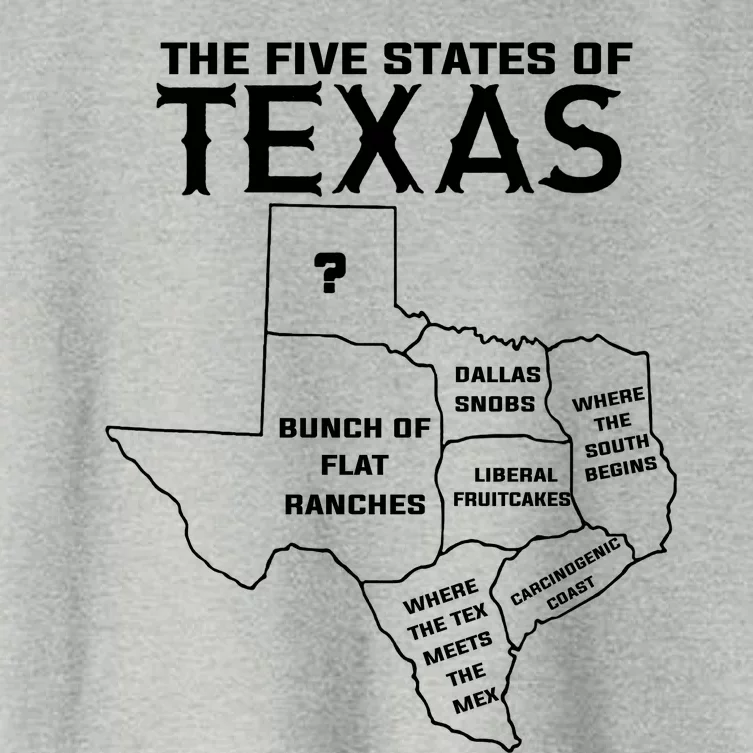 Five States Of Texas Funny Maps Of Dallas Houston Austin Women's Crop Top Tee