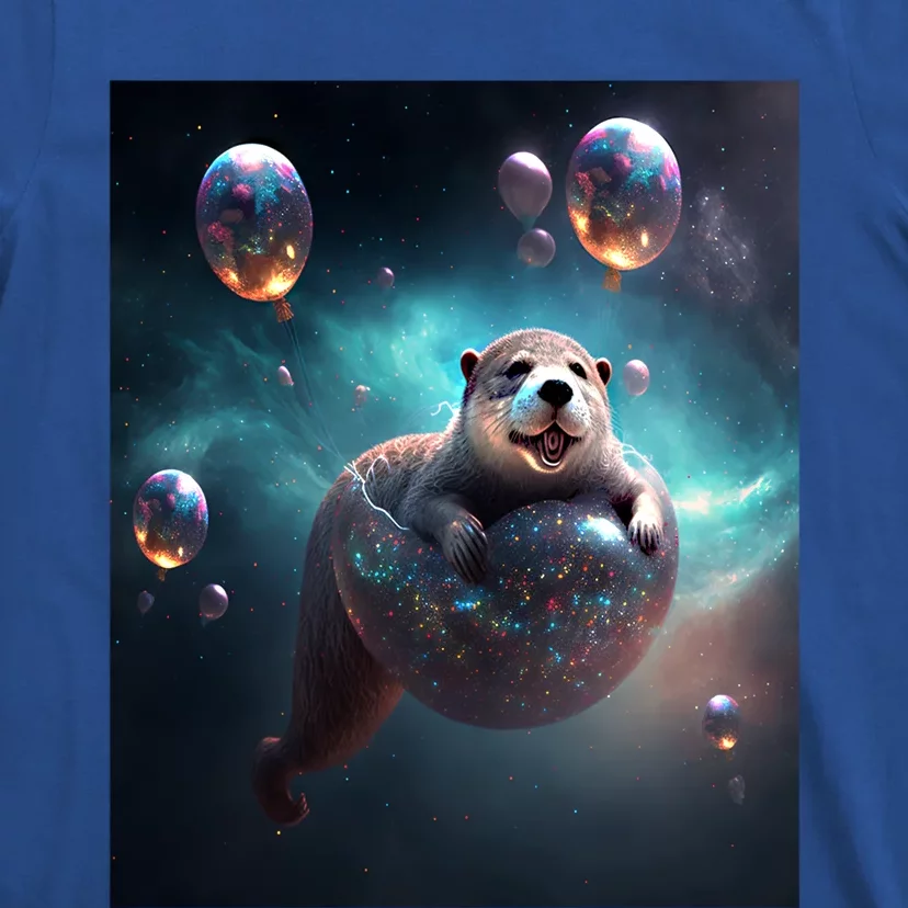 Funny Space Otters Space Otter With Planet Balloons Cute Gift T-Shirt