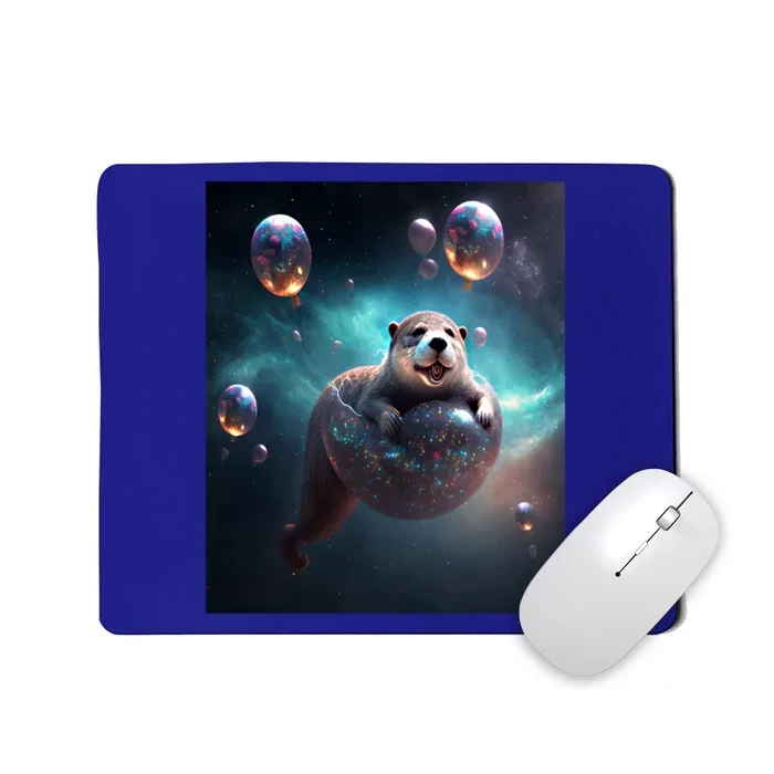 Funny Space Otters Space Otter With Planet Balloons Cute Gift Mousepad