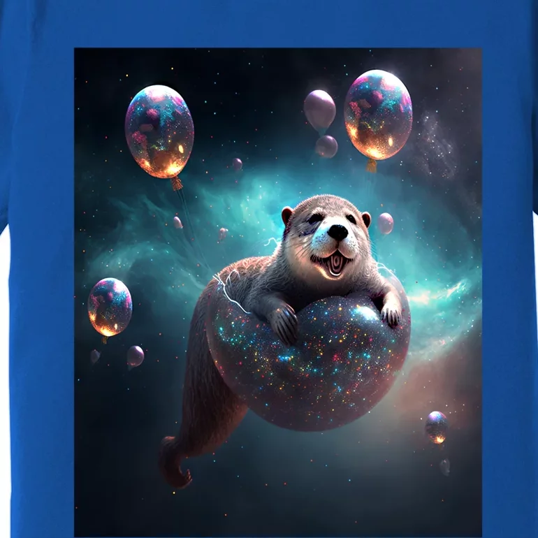 Funny Space Otters Space Otter With Planet Balloons Cute Gift Premium T-Shirt