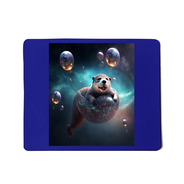 Funny Space Otters Space Otter With Planet Balloons Gift Mousepad