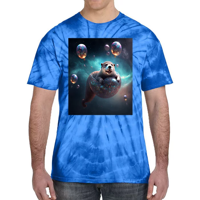 Funny Space Otters Space Otter With Planet Balloons Gift Tie-Dye T-Shirt