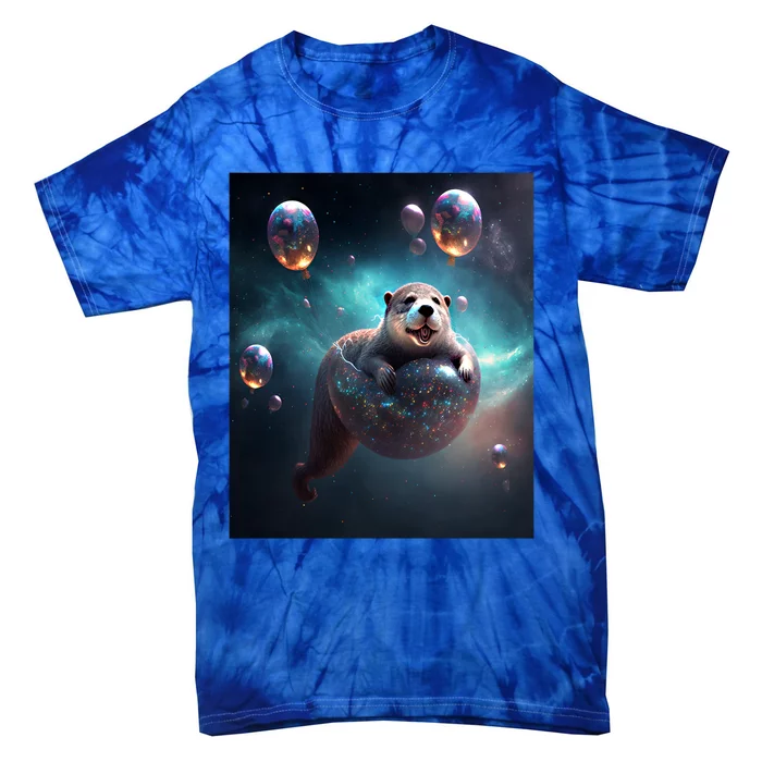 Funny Space Otters Space Otter With Planet Balloons Gift Tie-Dye T-Shirt