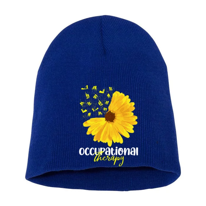 Funny Sunflower Occupational Therapy Month Ot Therapist Gift Short Acrylic Beanie