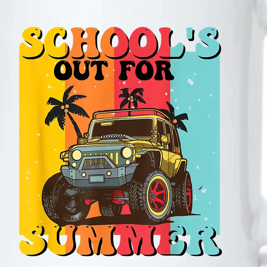 Funny Schools Out For Summer Teacher Summer Vacation Groovy Black Color Changing Mug