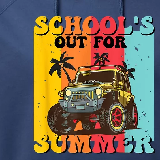 Funny Schools Out For Summer Teacher Summer Vacation Groovy Performance Fleece Hoodie