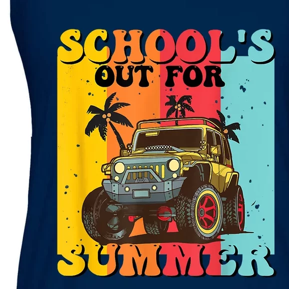 Funny Schools Out For Summer Teacher Summer Vacation Groovy Ladies Essential Flowy Tank