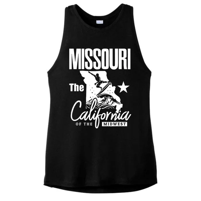 Funny State Of Missouri The California Of The Midwest Ladies Tri-Blend Wicking Tank