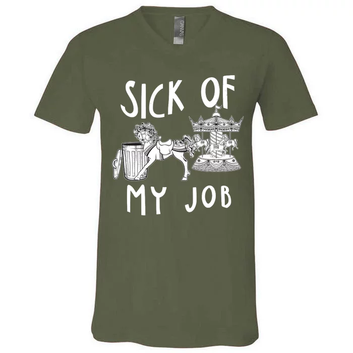 Funny Sick Of My Job V-Neck T-Shirt