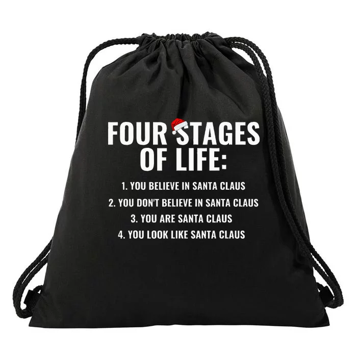 Four Stages of life Santa Claus Humor Meme xmas Drawstring Bag