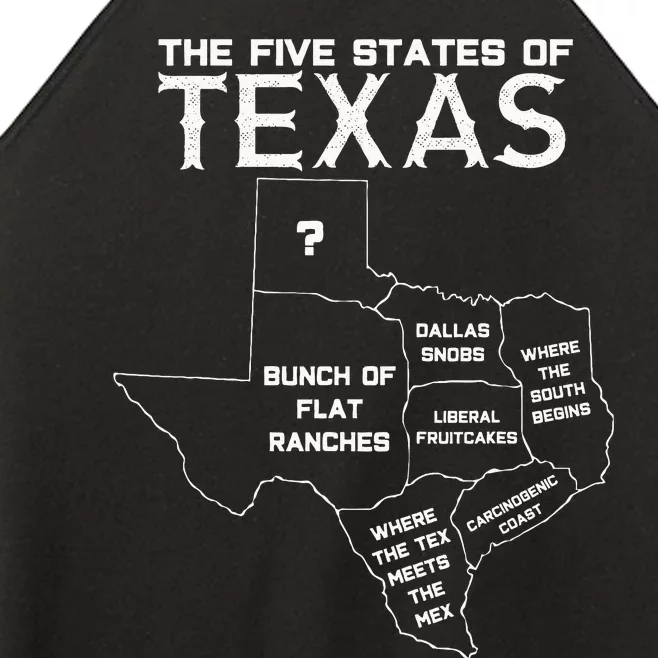 Five States Of Texas Funny Maps Of Dallas Houston Austin Women’s Perfect Tri Rocker Tank