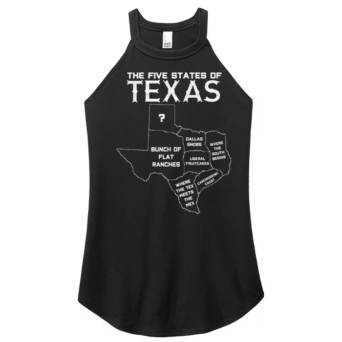 Five States Of Texas Funny Maps Of Dallas Houston Austin Women’s Perfect Tri Rocker Tank