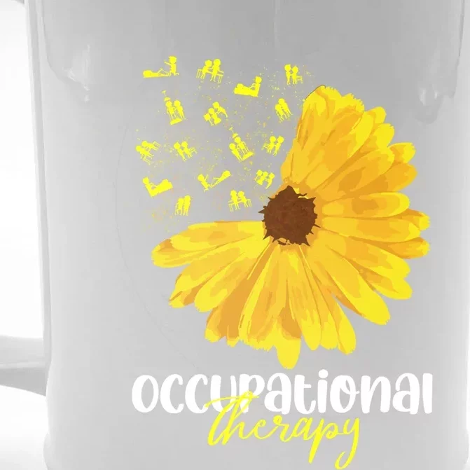 Funny Sunflower Occupational Therapy Month Ot Therapist Gift Front & Back Beer Stein