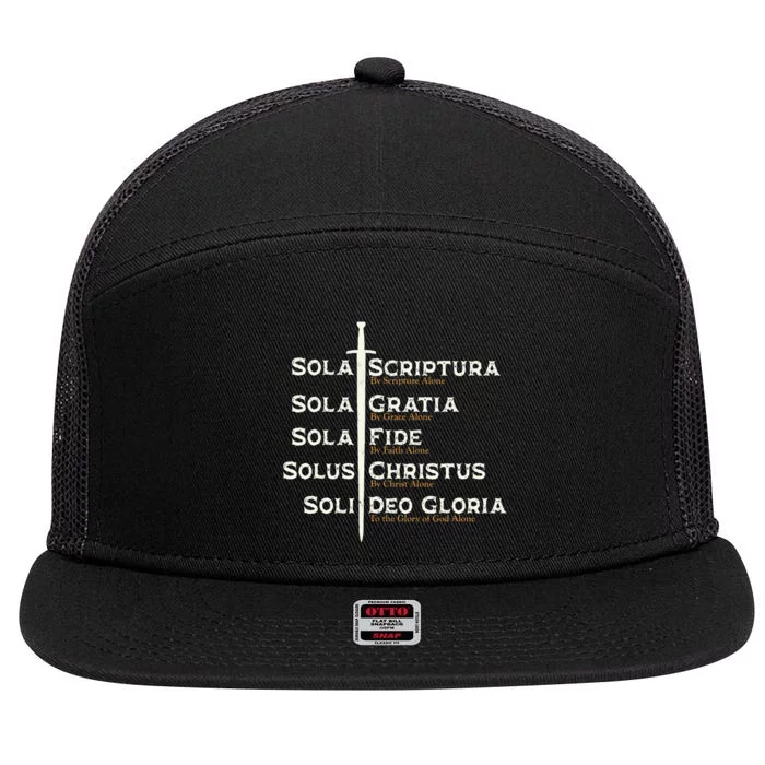 Five Solas Of The Reformation S Reformed Theology Bible 7 Panel Mesh Trucker Snapback Hat