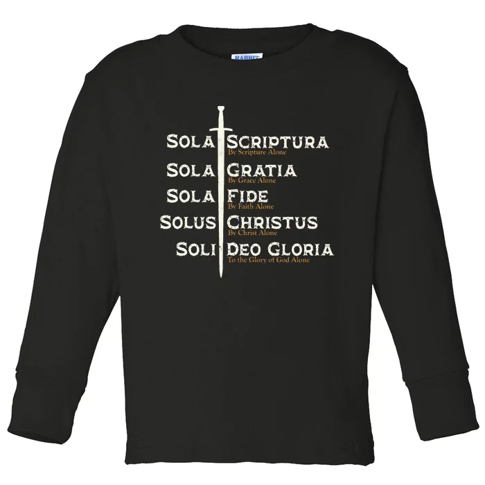 Five Solas Of The Reformation S Reformed Theology Bible Toddler Long Sleeve Shirt