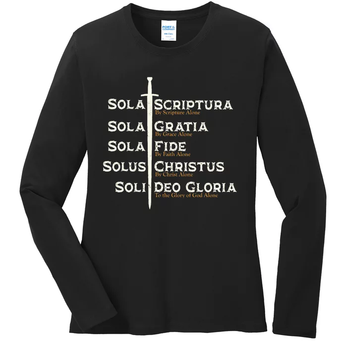 Five Solas Of The Reformation S Reformed Theology Bible Ladies Long Sleeve Shirt