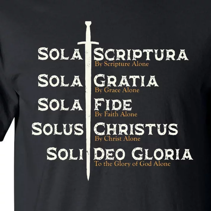 Five Solas Of The Reformation S Reformed Theology Bible Tall T-Shirt