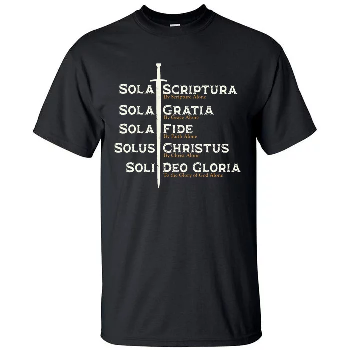 Five Solas Of The Reformation S Reformed Theology Bible Tall T-Shirt