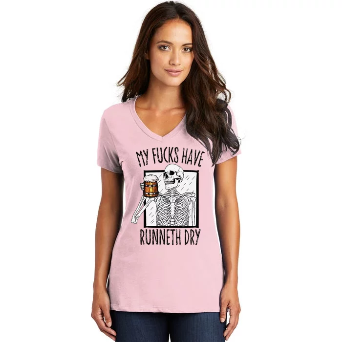 Funny Straight Outta Fucks No Fucks To Give Adult Vulgar Women's V-Neck T-Shirt