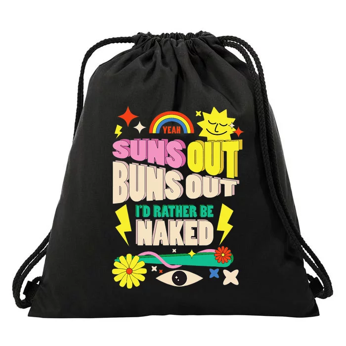 Funny SUNS OUT BUNS OUT Nude Naked Naturist Nudist Drawstring Bag