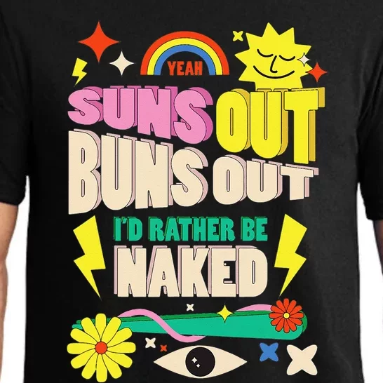 Funny SUNS OUT BUNS OUT Nude Naked Naturist Nudist Pajama Set