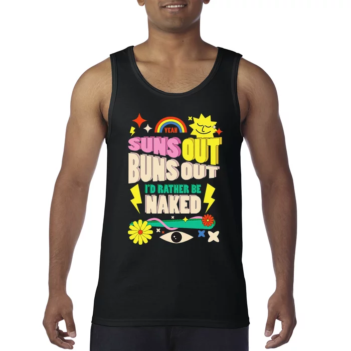 Funny SUNS OUT BUNS OUT Nude Naked Naturist Nudist Tank Top