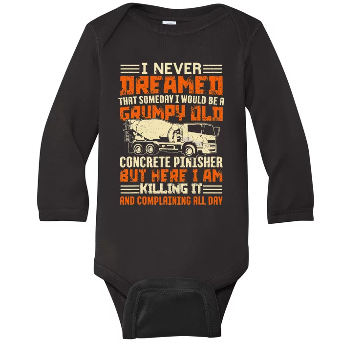 Funny Skilled Old Concrete Finisher Baby Long Sleeve Bodysuit