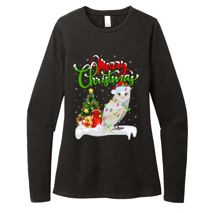 Funny Snowy Owl Bird Lover Xmas Lighting Snowy Owl Christmas Gift Womens CVC Long Sleeve Shirt