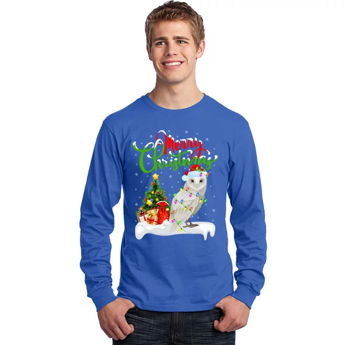 Funny Snowy Owl Bird Lover Xmas Lighting Snowy Owl Christmas Gift Long Sleeve Shirt