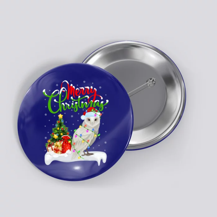 Funny Snowy Owl Bird Lover Xmas Lighting Snowy Owl Christmas Gift Button