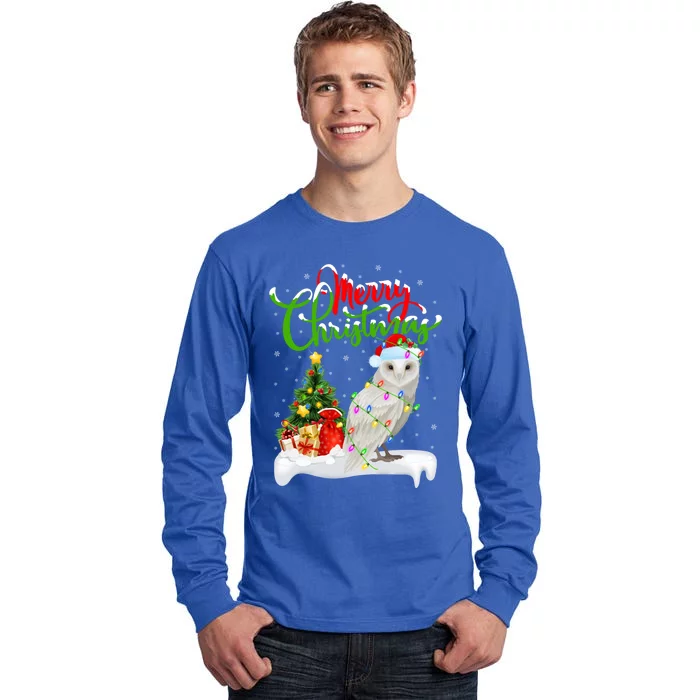 Funny Snowy Owl Bird Lover Xmas Lighting Snowy Owl Christmas Gift Tall Long Sleeve T-Shirt