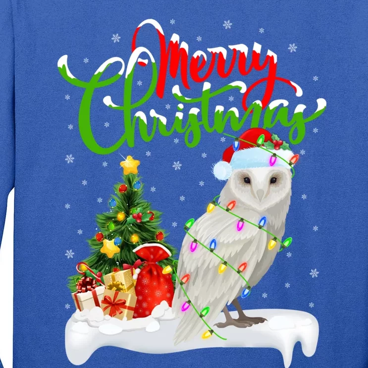 Funny Snowy Owl Bird Lover Xmas Lighting Snowy Owl Christmas Gift Tall Long Sleeve T-Shirt